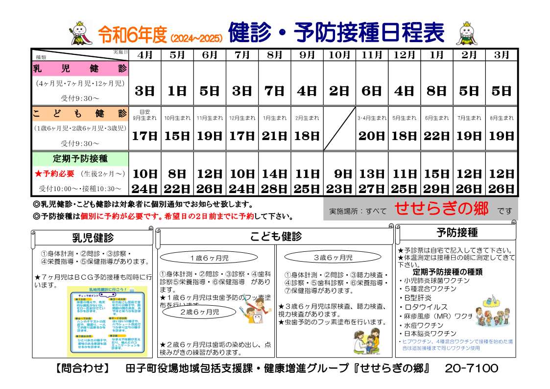 令和6年度乳幼児健診日程票